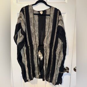 Surf Gypsy Black and White Striped Cover Up